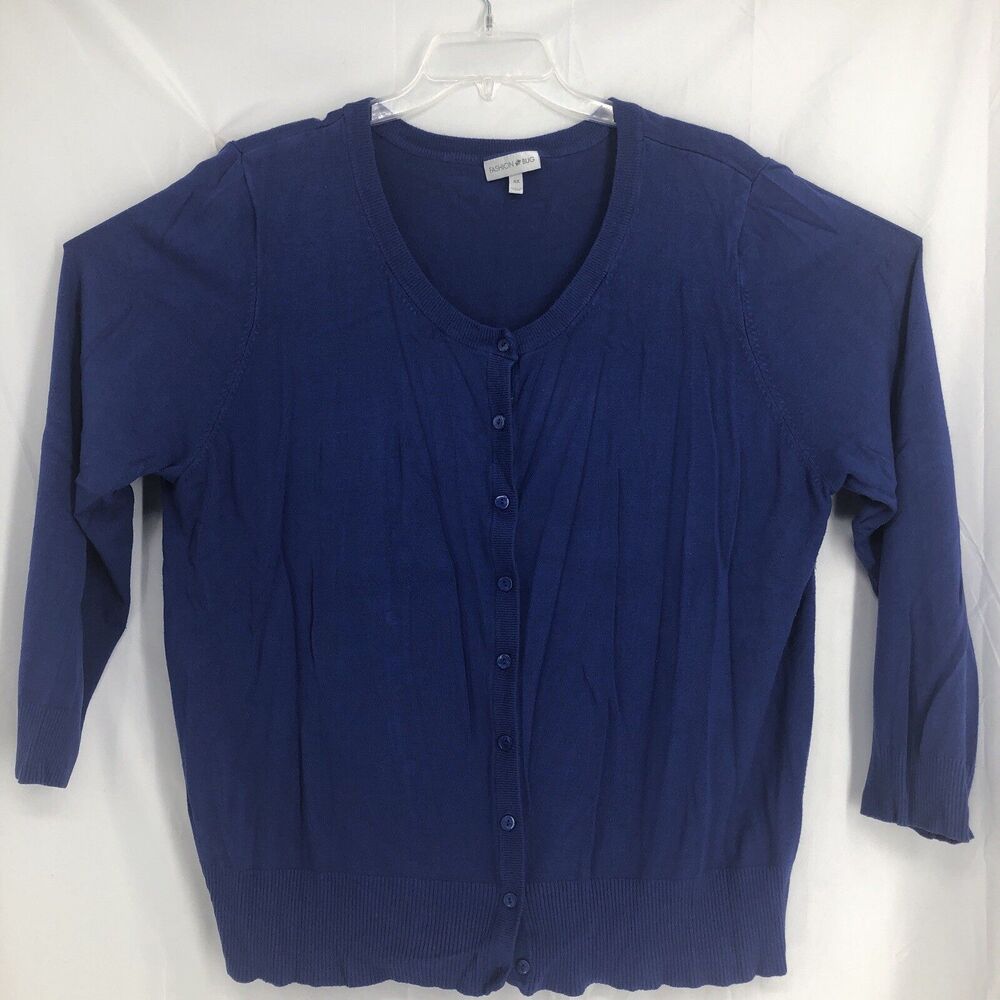 Fashion Bug Women's Long Sleeve Blue Button Up Cardigan Size 4X